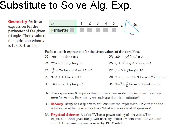 Substitute to Solve Alg. Exp. 