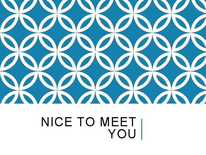 NICE TO MEET YOU 