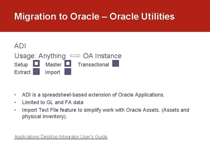 Migration to Oracle – Oracle Utilities ADI Usage: Anything Setup Extract • • •
