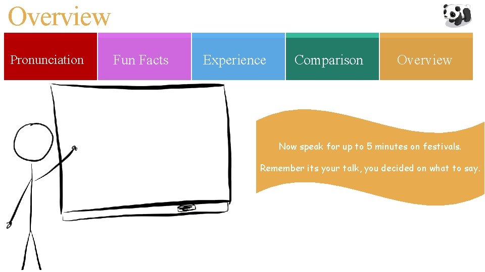Overview Pronunciation Fun Facts Experience Comparison Overview Now speak for up to 5 minutes
