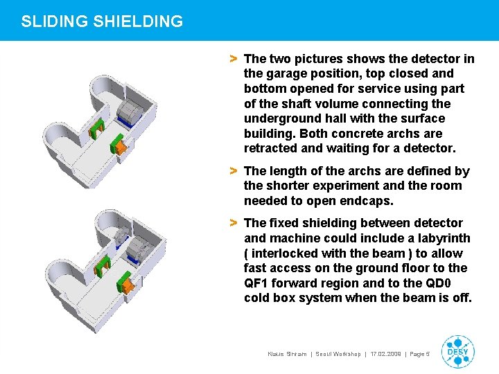 SLIDING SHIELDING > The two pictures shows the detector in the garage position, top