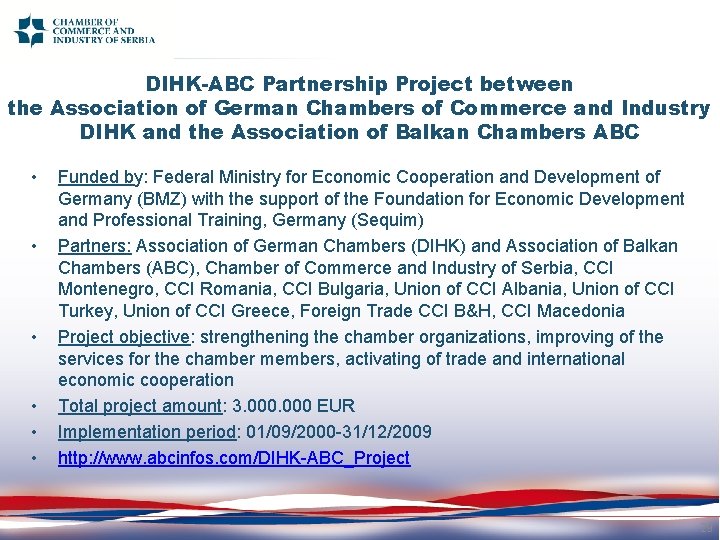 DIHK-ABC Partnership Project between the Association of German Chambers of Commerce and Industry DIHK