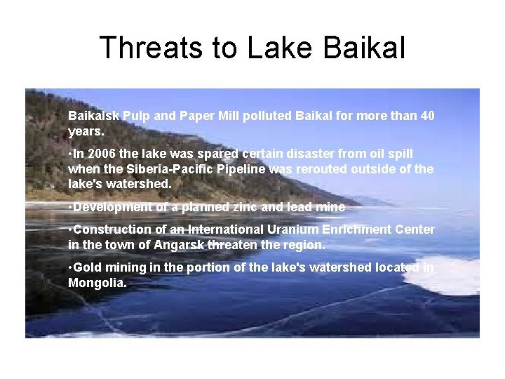 LAKE BAIKAL Achieve Article Trouble on Earths Deepest