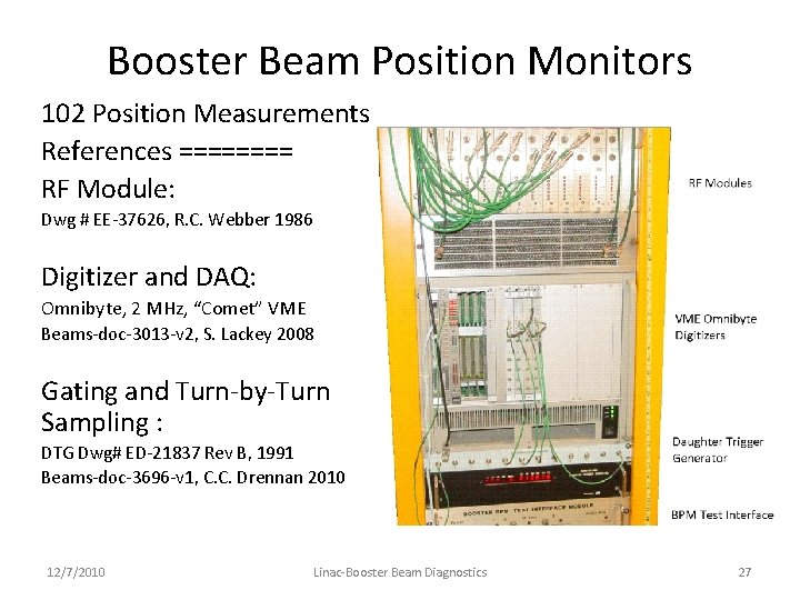 Booster Beam Position Monitors 102 Position Measurements References ==== RF Module: Dwg # EE-37626,