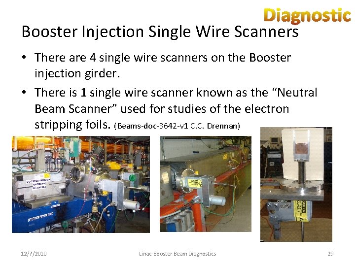 Diagnostic Booster Injection Single Wire Scanners • There are 4 single wire scanners on