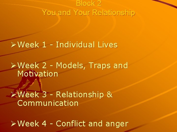 Block 2 You and Your Relationship Ø Week 1 - Individual Lives Ø Week