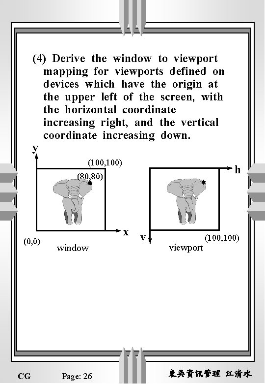 (4) Derive the window to viewport mapping for viewports defined on devices which have