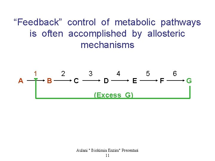 “Feedback” control of metabolic pathways is often accomplished by allosteric mechanisms A 1 B