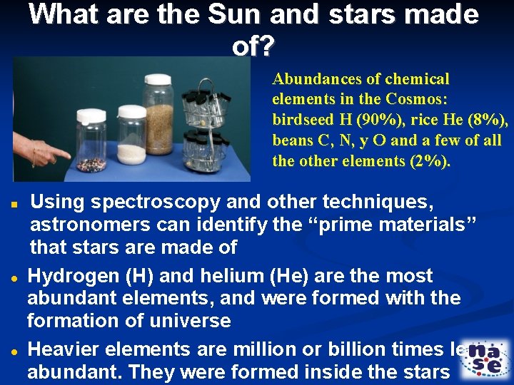 What are the Sun and stars made of? Abundances of chemical elements in the