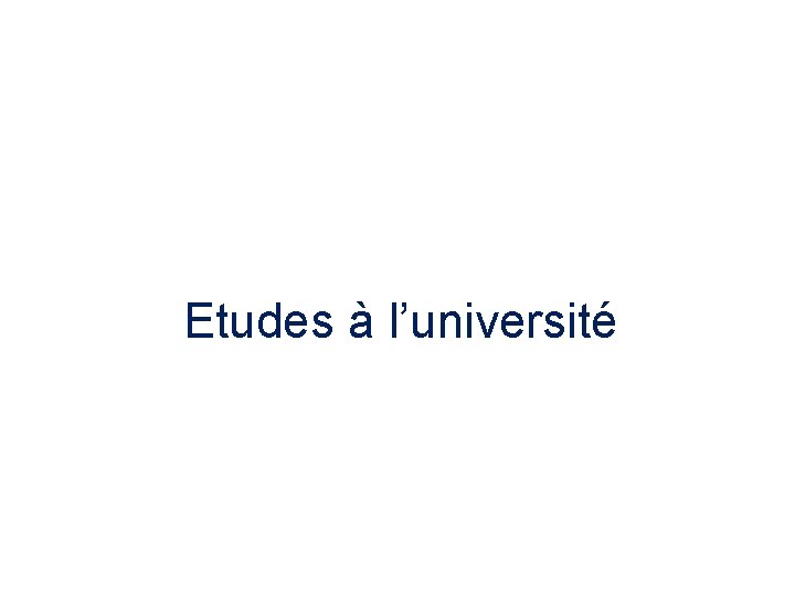 Etudes à l’université 