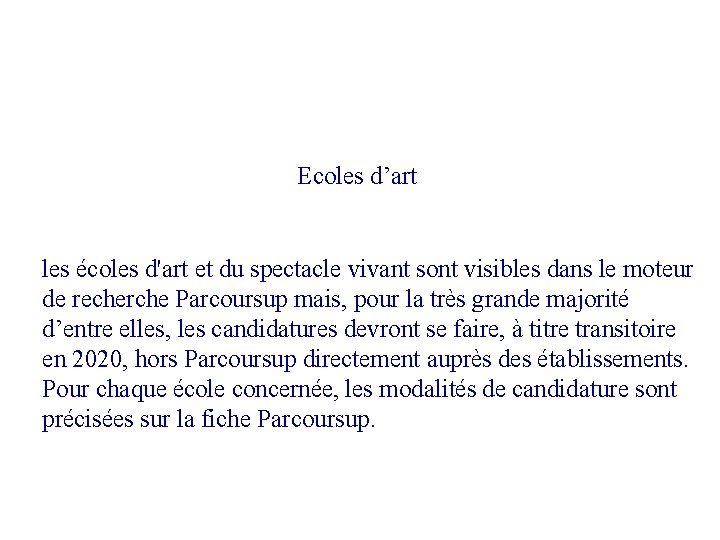 Ecoles d’art les écoles d'art et du spectacle vivant sont visibles dans le moteur