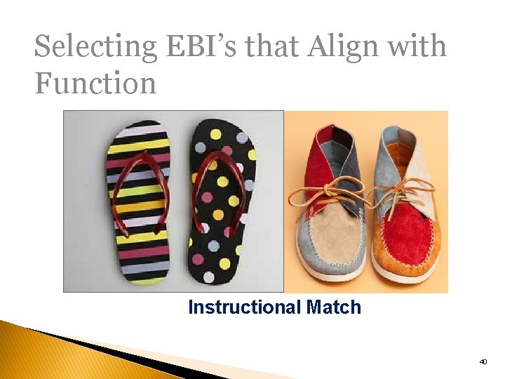 Selecting EBI’s that Align with Function Instructional Match 40 
