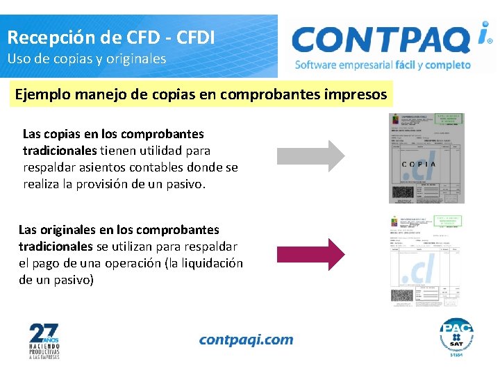 Recepción de CFD - CFDI Uso de copias y originales Ejemplo manejo de copias