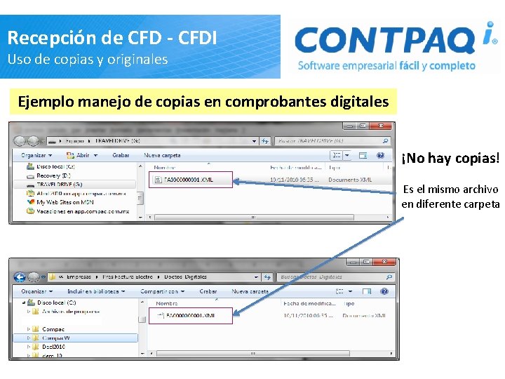 Recepción de CFD - CFDI Uso de copias y originales Ejemplo manejo de copias