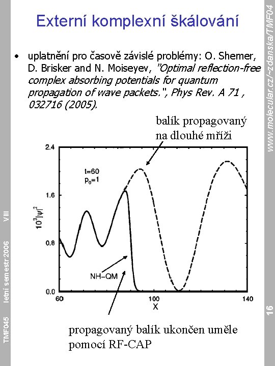  • uplatnění pro časově závislé problémy: O. Shemer, D. Brisker and N. Moiseyev,