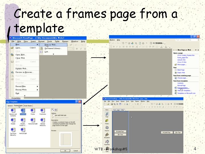 Create a frames page from a template WTB - Workshop#5 4 