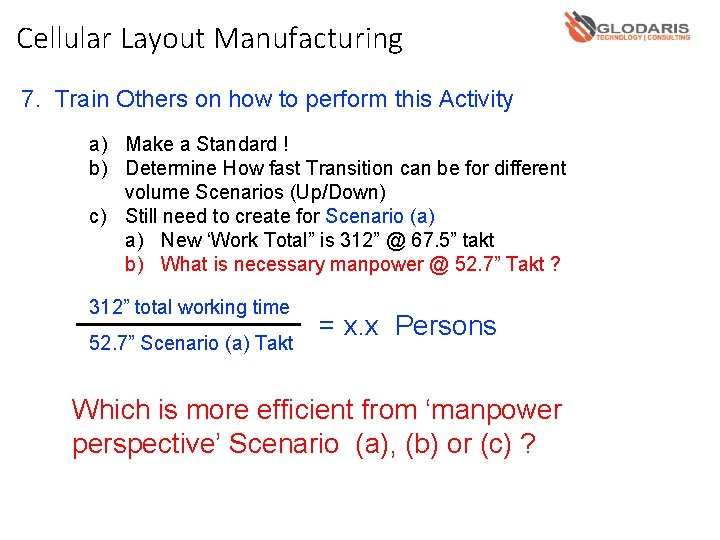Cellular Layout Manufacturing 7. Train Others on how to perform this Activity a) Make