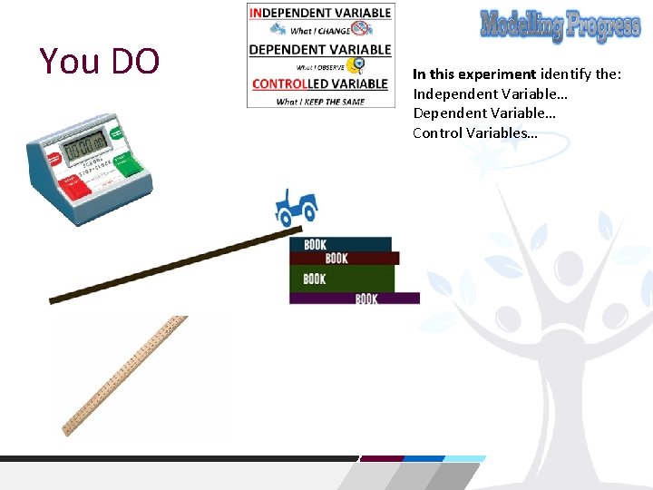 You DO In this experiment identify the: Independent Variable… Dependent Variable… Control Variables… 