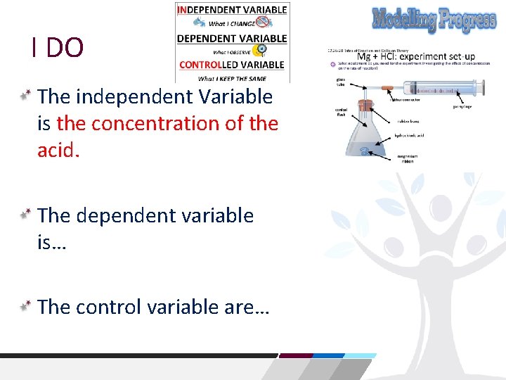 I DO The independent Variable is the concentration of the acid. The dependent variable