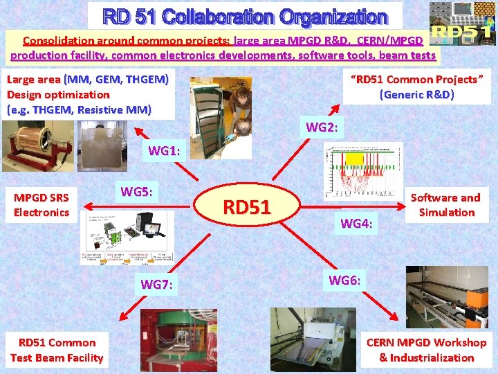 Consolidation around common projects: large area MPGD R&D, CERN/MPGD production facility, common electronics developments,