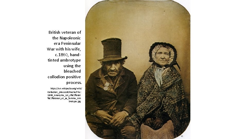 British veteran of the Napoleonic era Peninsular War with his wife, c. 1860, handtinted