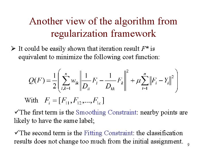 Another view of the algorithm from regularization framework Ø It could be easily shown