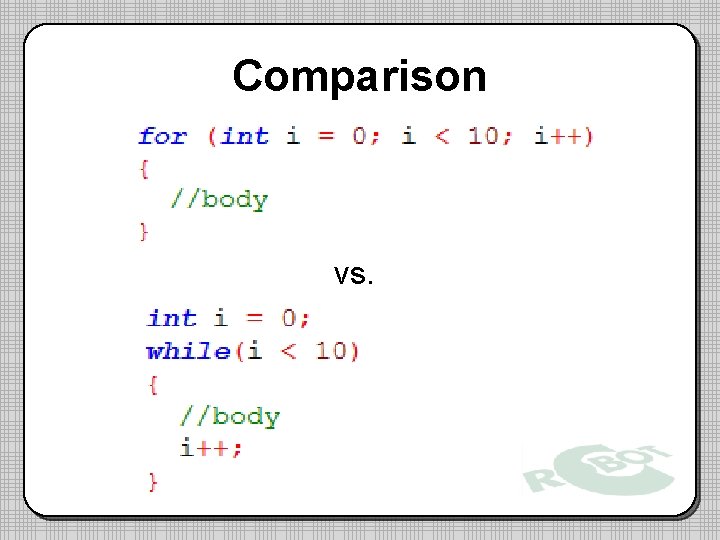 Comparison vs. 