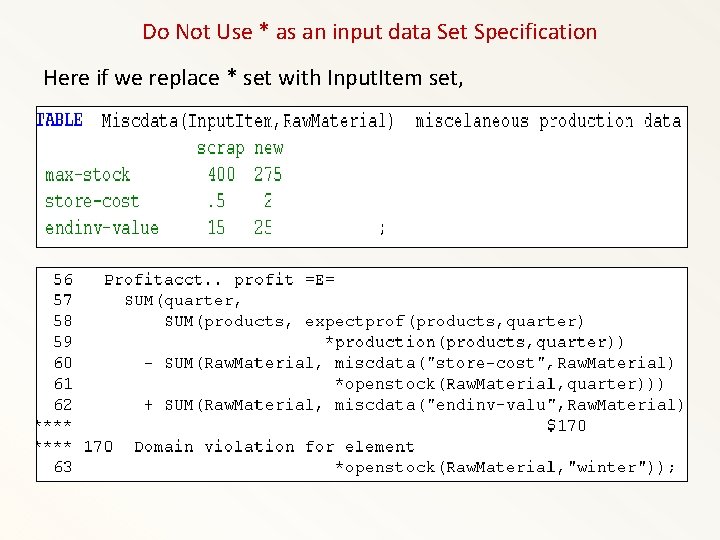 Do Not Use * as an input data Set Specification Here if we replace