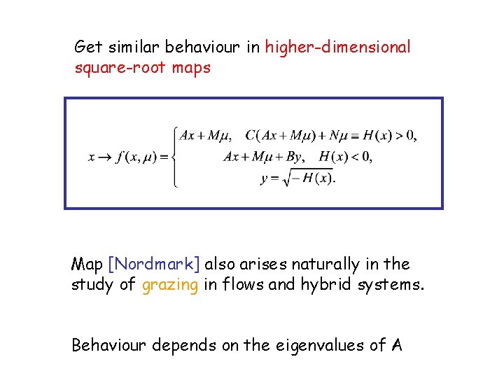 Get similar behaviour in higher-dimensional square-root maps Map [Nordmark] also arises naturally in the