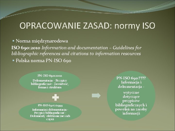 OPRACOWANIE ZASAD: normy ISO § Norma międzynarodowa ISO 690: 2010 Information and documentation –