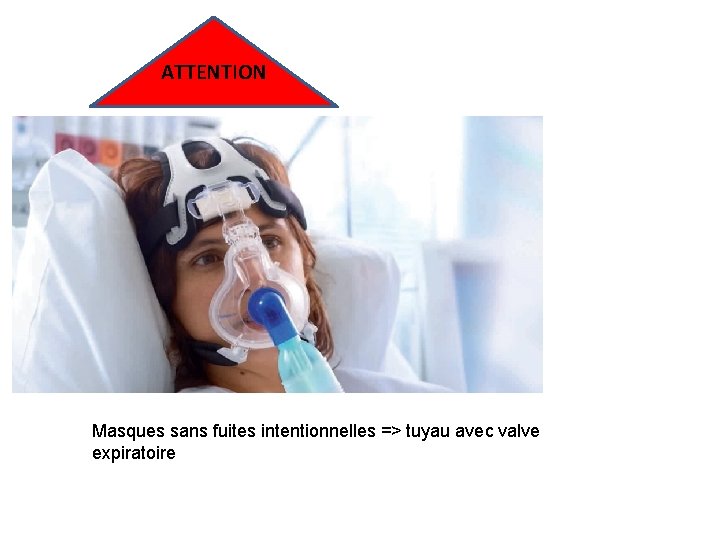 ATTENTION Masques sans fuites intentionnelles => tuyau avec valve expiratoire 