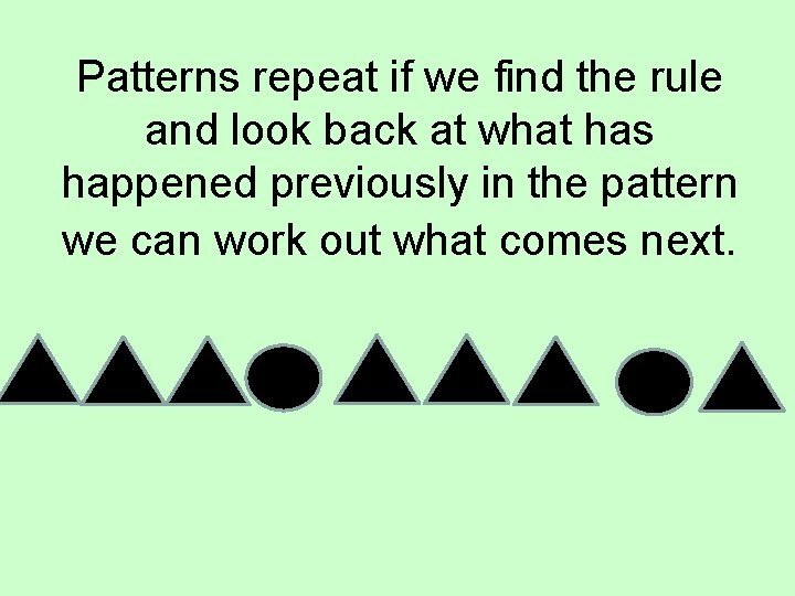 Patterns repeat if we find the rule and look back at what has happened