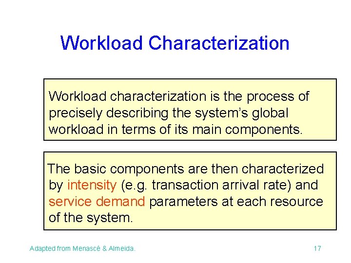 Workload Characterization Workload characterization is the process of precisely describing the system’s global workload