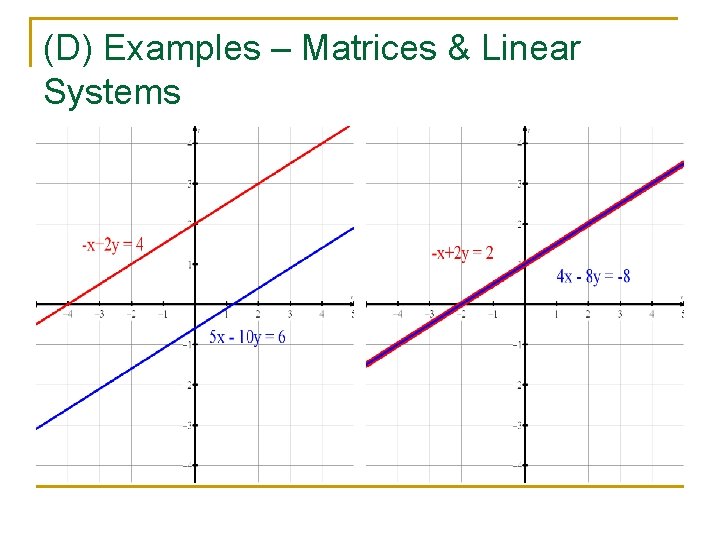(D) Examples – Matrices & Linear Systems 