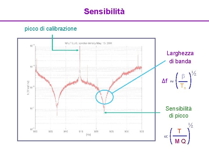 Sensibilità picco di calibrazione Larghezza di banda Δf ½ Tn Sensibilità di picco T