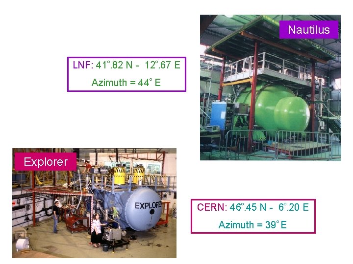 Nautilus LNF: 41º. 82 N - 12º. 67 E Azimuth = 44º E Explorer