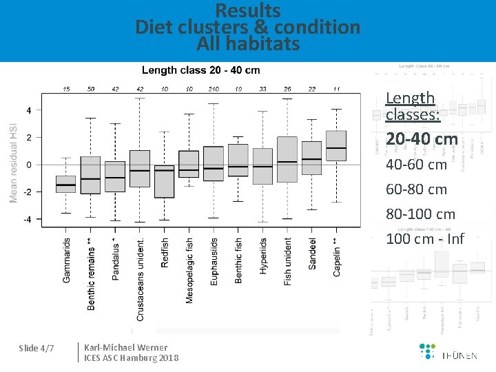 Results Diet clusters & condition All habitats Length classes: 20 -40 cm 40 -60