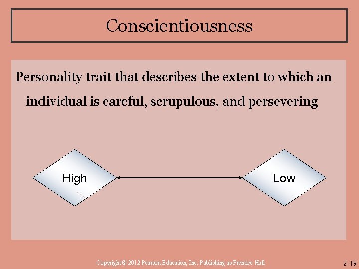 Conscientiousness Personality trait that describes the extent to which an individual is careful, scrupulous,
