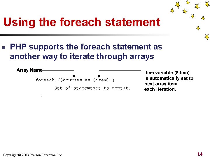 Using the foreach statement n PHP supports the foreach statement as another way to