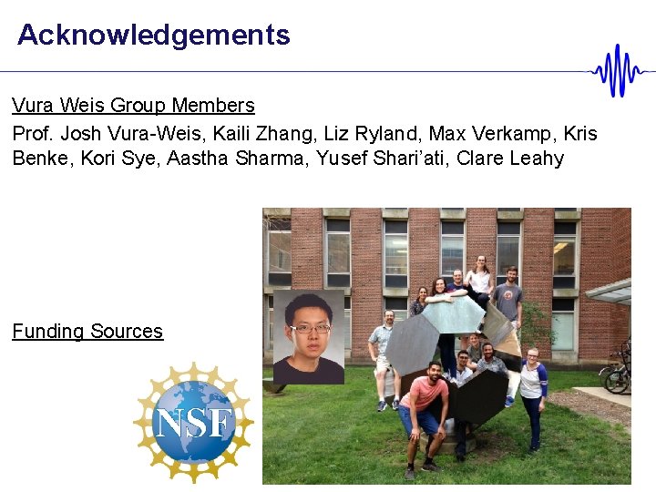 Acknowledgements Vura Weis Group Members Prof. Josh Vura-Weis, Kaili Zhang, Liz Ryland, Max Verkamp,