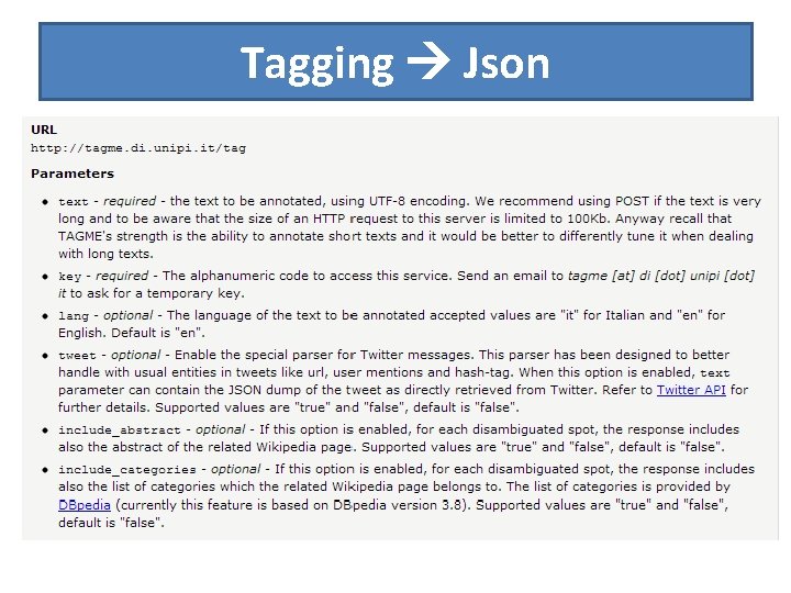 Tagging Json 