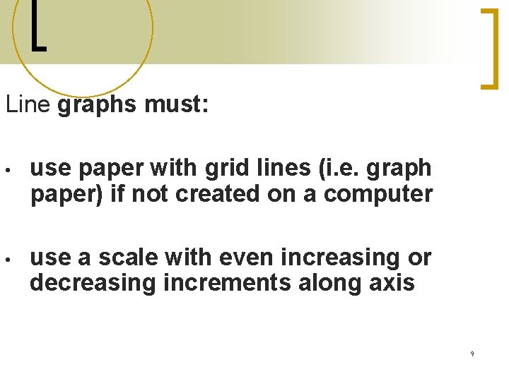 Line graphs must: • use paper with grid lines (i. e. graph paper) if