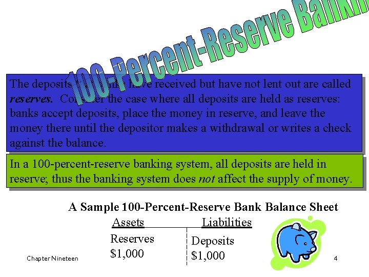 The deposits that banks have received but have not lent out are called reserves.