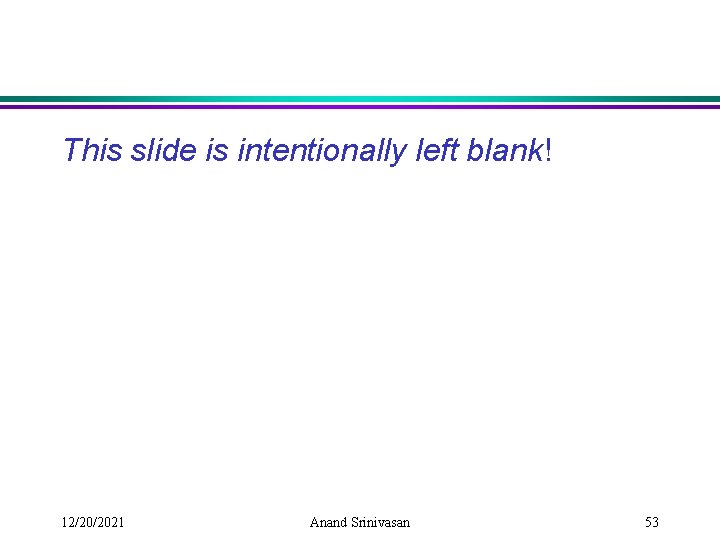 This slide is intentionally left blank! 12/20/2021 Anand Srinivasan 53 