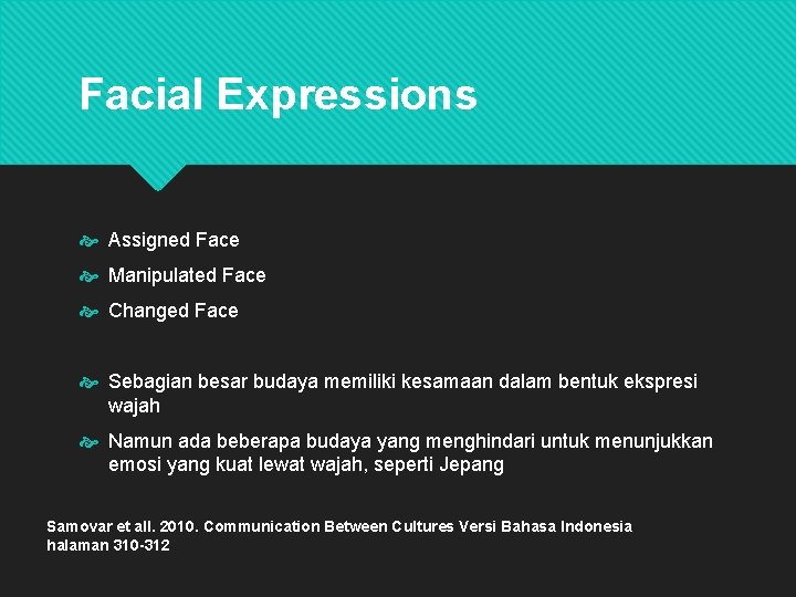 Facial Expressions Assigned Face Manipulated Face Changed Face Sebagian besar budaya memiliki kesamaan dalam