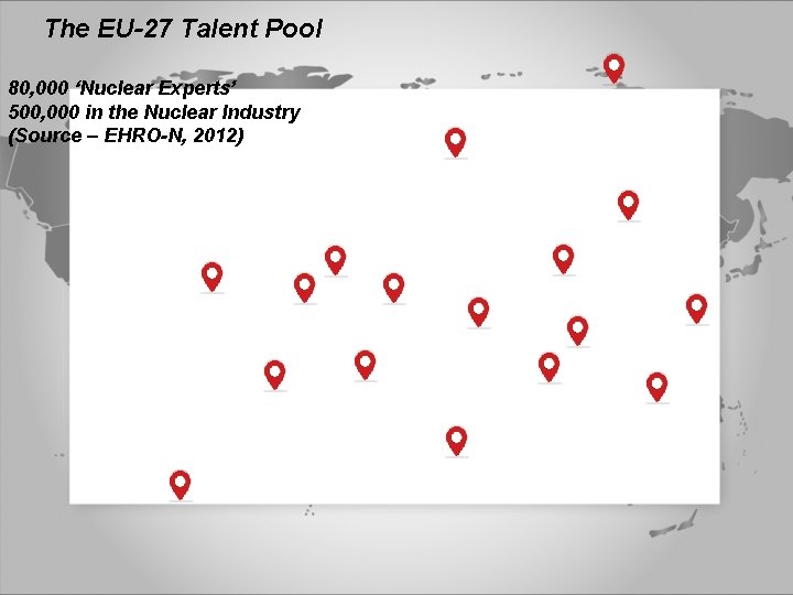 The EU-27 Talent Pool 80, 000 ‘Nuclear Experts’ 500, 000 in the Nuclear Industry