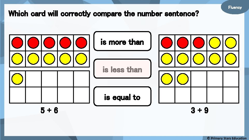 Which card will correctly compare the number sentence? is more than is less than