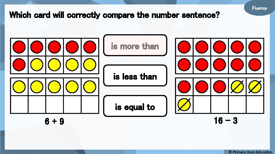 Which card will correctly compare the number sentence? is more than is less than