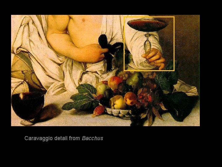 Caravaggio detail from Bacchus 
