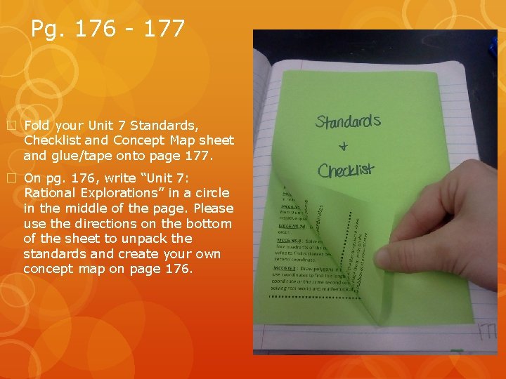 Pg. 176 - 177 � Fold your Unit 7 Standards, Checklist and Concept Map